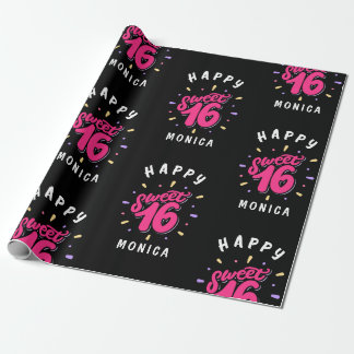 Black Rosa Sweet 16 Personliger Birthday Presentpapper