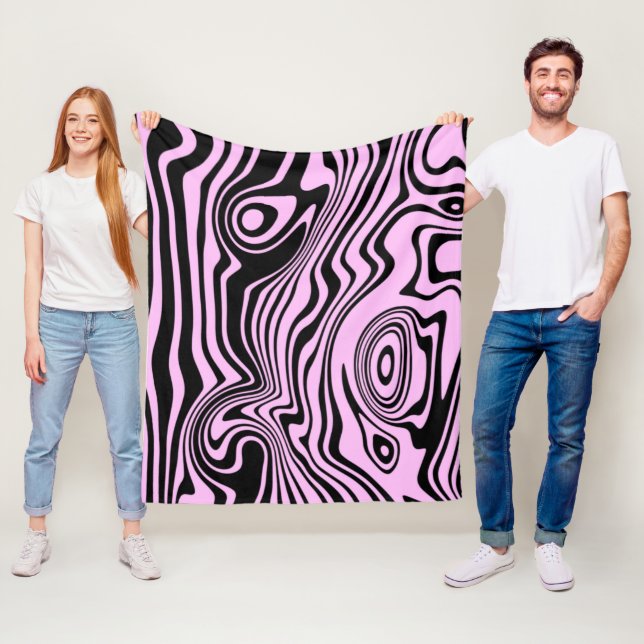 Black Rosa Vågigt Rand Fleece Blanket (På plats)