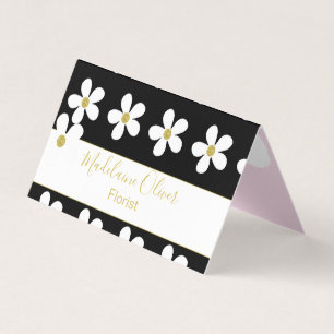Black Rosa White Daisy Florist Professionell Visitkort