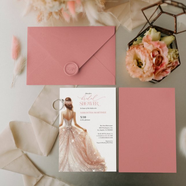 Black Rosa White Glam Gown Möhippa Inbjudan (Skapare uppladdad)