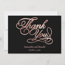 Black Rose Gold Calligraphy Formal Thank You Card Tack Kort