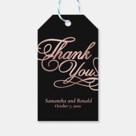 Black & Rose Gold Thank You Calligraphy Wedding Presentetikett