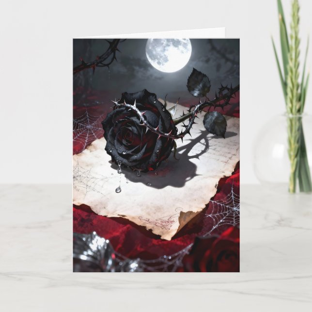 Black Rose in Moonlight Valentine Helgkort (Framsida)