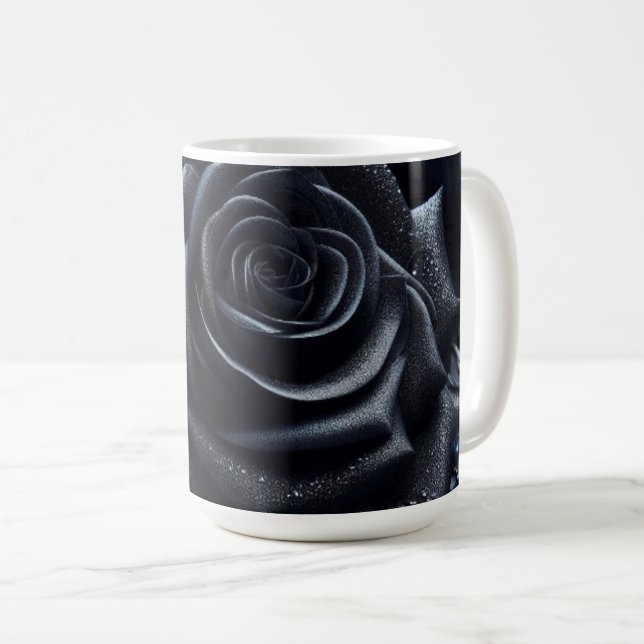 Black Rose on Black Brocade Kaffemugg (Framsida höger)