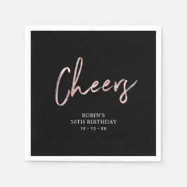 Black & RoseGold | Födelsedagsfest för Vuxen Pappersservett