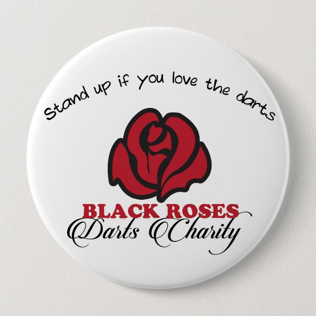 Black Roses Darts Charity Button Knapp (Framsida)