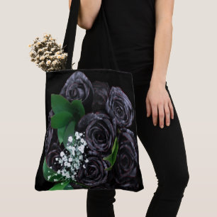 Black Rosor Bouquet Tote Tygkasse
