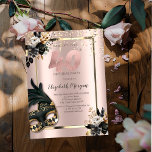 Black Rosor Masque Confetti Ro Guld 40:e Inbjudningar<br><div class="desc">Elegant masque,  black rosor och konetti mot ro guld bakgrund.</div>