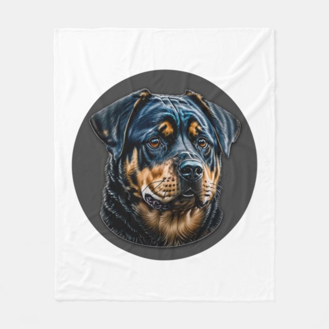 Black Rottweiler Fleecefilt (Framsidan)