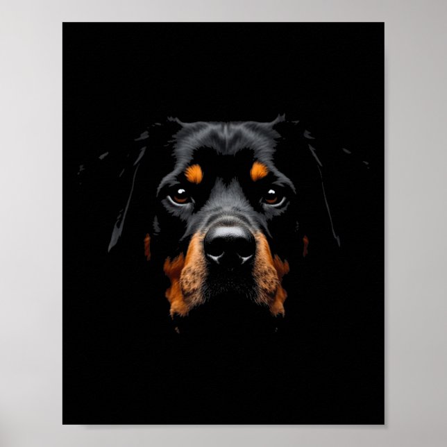 Black Rottweiler Hund Rottie Ansikte Poster (Framsidan)