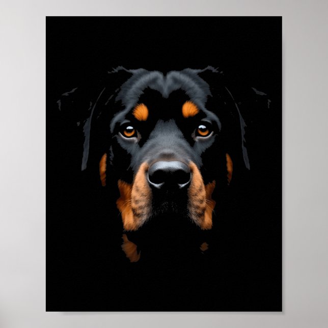Black Rottweiler Hund Rottie Ansikte Poster (Framsidan)