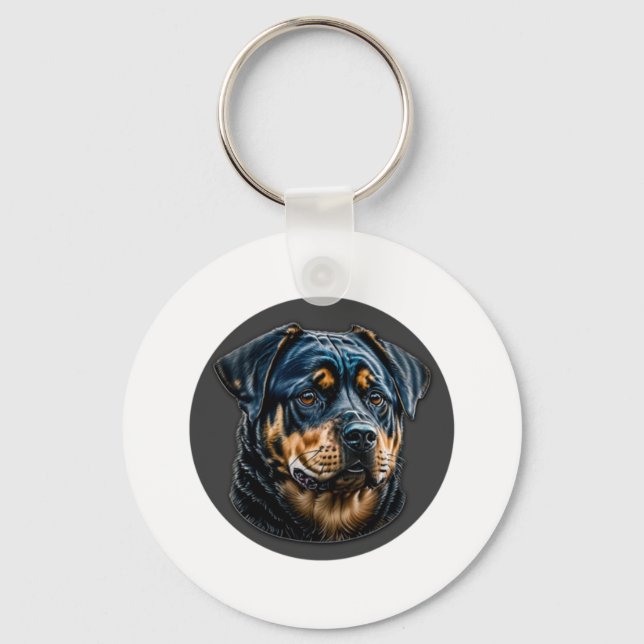 Black Rottweiler Nyckelring (Framsida)