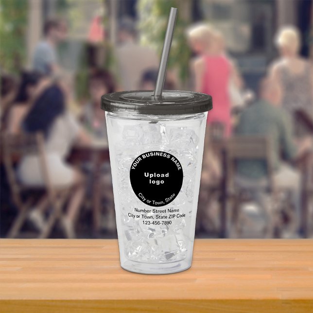 Black Round Business Brand on Acrylic Tumbler Take Away Mugg (Black round business brand on acrylic tumbler)