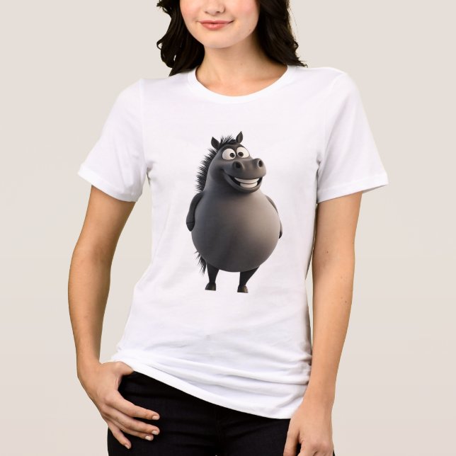 Black Round Horse Tee | Cute Zodiac Horse Graphic (Framsida)