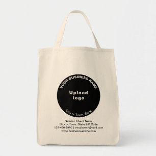 Black Round Shape Business Brand på Livsmedel Tygkasse