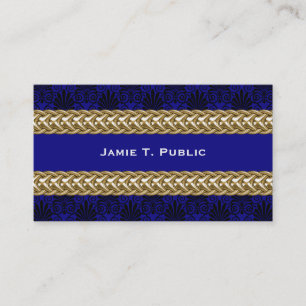 Black Royal Blue Damask Guld chain Visitkort