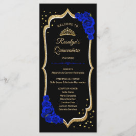 Black Royal Blue Gold Quinceanera Program