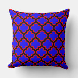 Black Royal Blue Quatrefoil Trellis Pillow Kudde