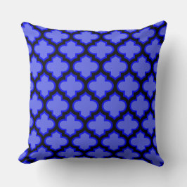 Black Royal Blue Quatrefoil Trellis Pillow Kudde