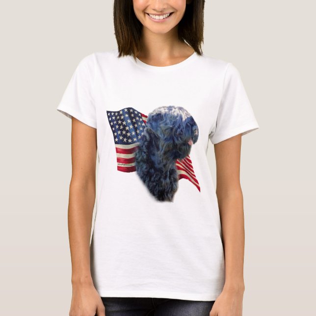Black Russian Terrier Flagga Tee Shirt (Framsida)