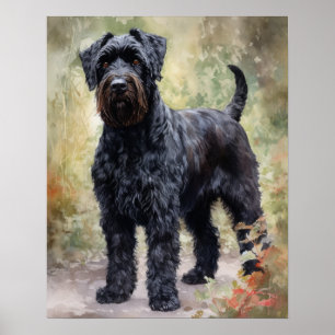 Black Russian Terrier Hund Art Print Poster