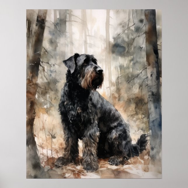 Black Russian Terrier Hund Art Print Poster (Framsidan)
