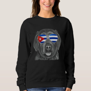 Black Russian Terrier Hund Cuba Flagga Sunglasses T Shirt