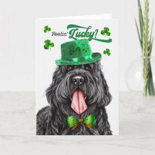 Black Russian Terrier Hund Lucky St patrick's day Helgkort