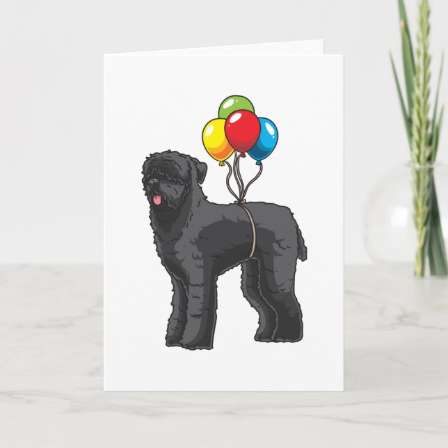 Black Russian Terrier Hund med ballonger Kort (Framsida)