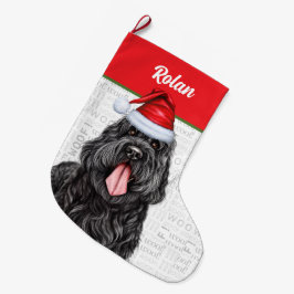 Black Russian Terrier Hund med Hund Namn Stor Julstrumpa
