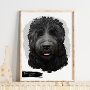 Black Russian Terrier Hund Porträtt   Pet Porträtt Poster