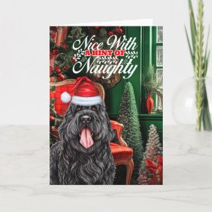 Black Russian Terrier jul Hund Naughty Nice Helgkort