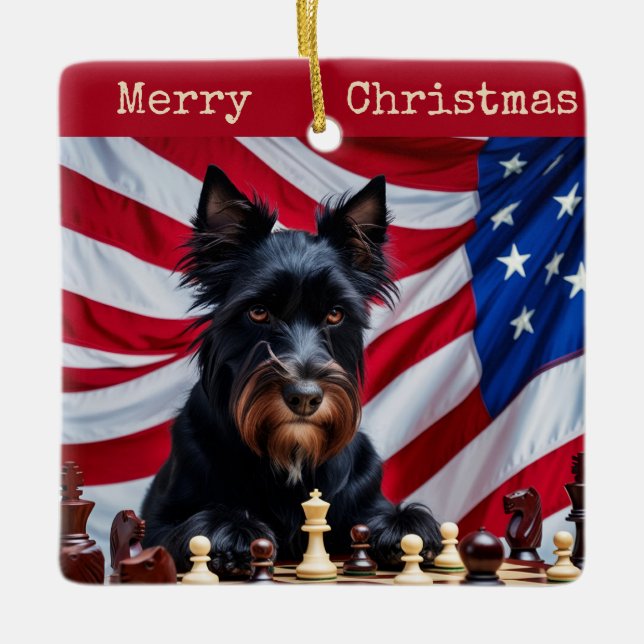 Black Russian Terrier Julgransprydnad Keramik (Framsida)