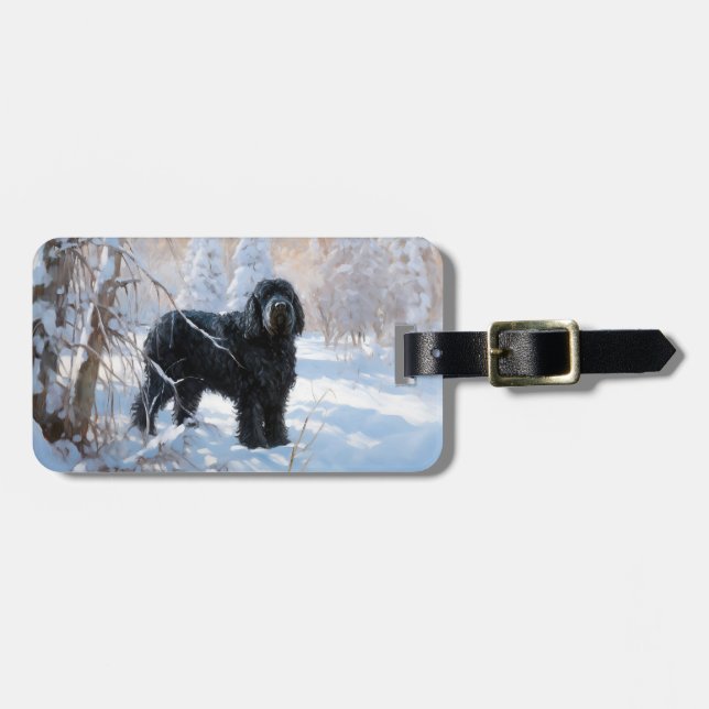 Black Russian Terrier Låt det snöa jul Bagagebricka (Horisontell Framsida)