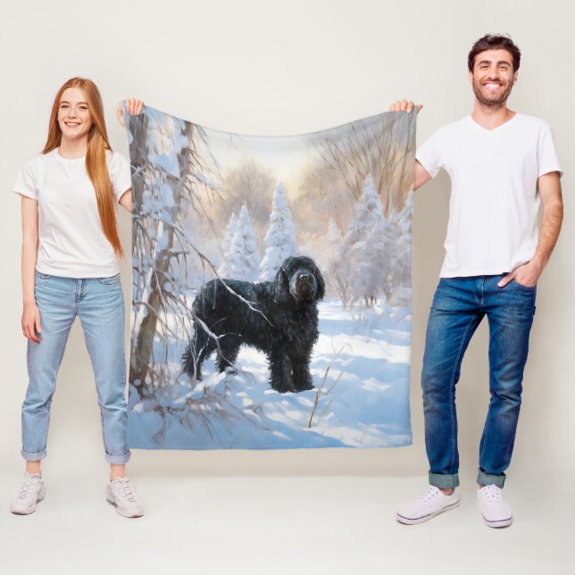 Black Russian Terrier Låt det snöa jul Fleecefilt (På plats)