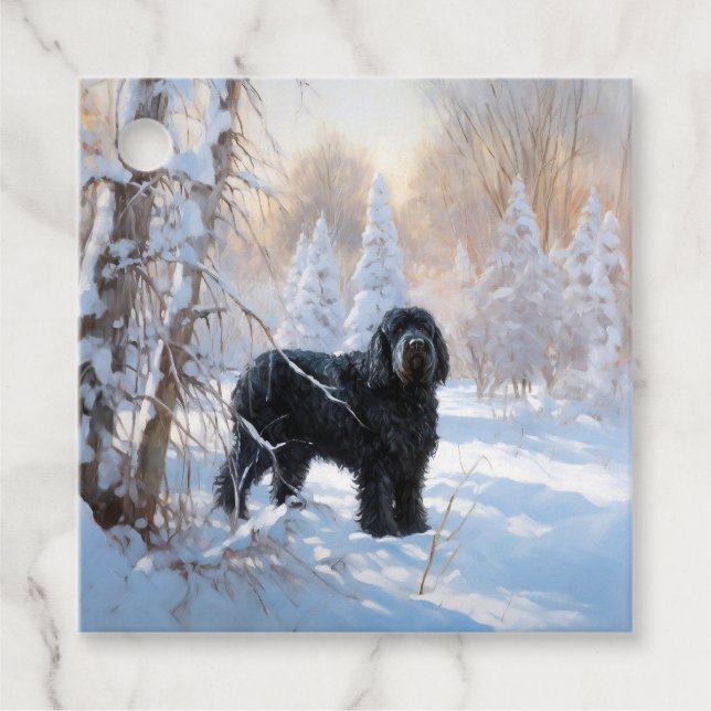 Black Russian Terrier Låt det snöa jul Gåvor Etiketter (Framsida)