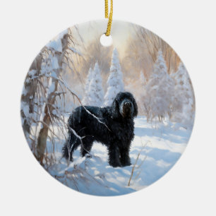 Black Russian Terrier Låt det snöa jul Julgransprydnad Keramik