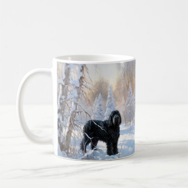 Black Russian Terrier Låt det snöa jul Kaffemugg (Vänster)