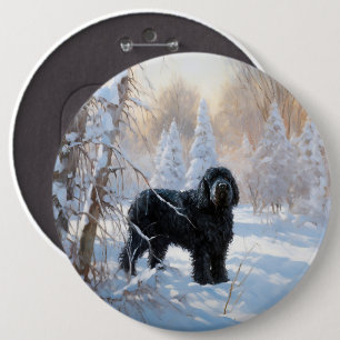 Black Russian Terrier Låt det snöa jul Knapp