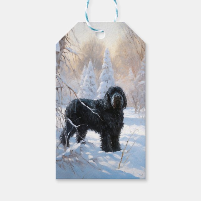 Black Russian Terrier Låt det snöa jul Presentetikett (Framsidan)