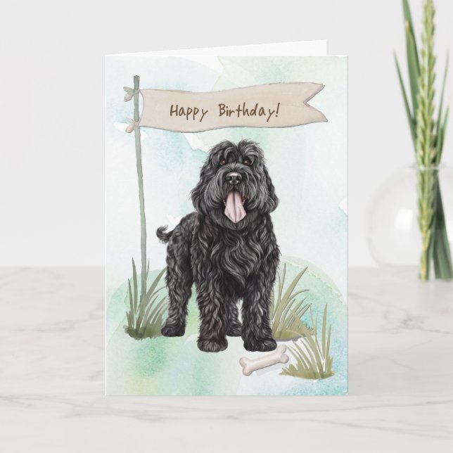 Black Russian Terrier Ras under Birthday Sign Kort (Framsida)