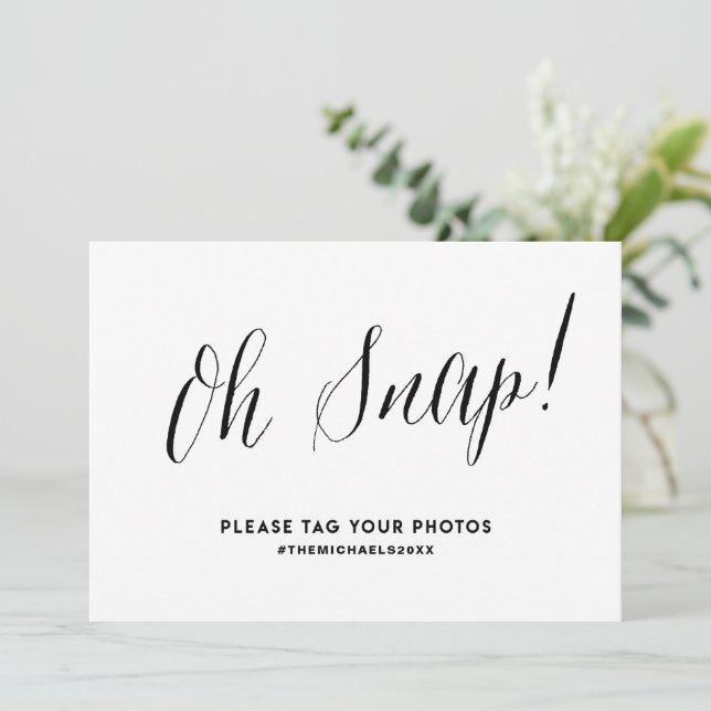 Black Rustic Calligraphy Instagram Wedding Sign (Stående Fram)