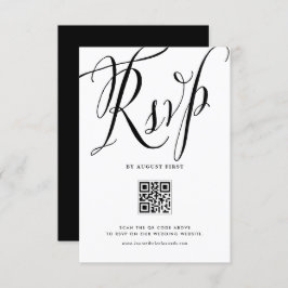 Black Rustic Calligraphy QR Code Bröllop OSA Kort