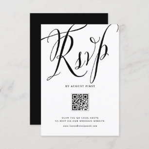 Black Rustic Calligraphy QR Code Bröllop OSA Kort