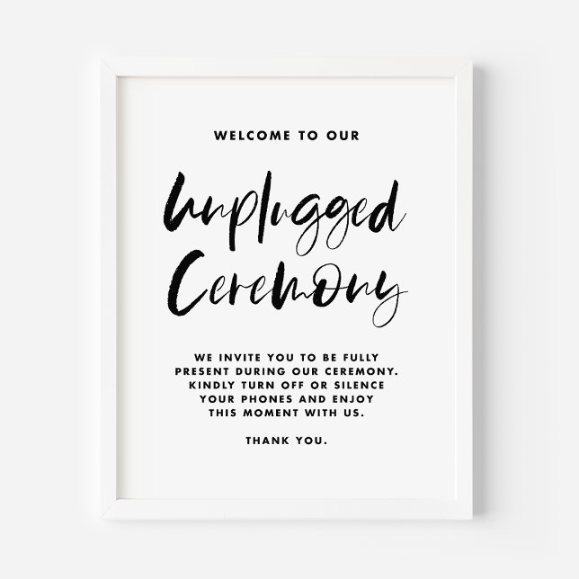Black Rustic Calligraphy Unplugged Ceremony Poster (Skapare uppladdad)
