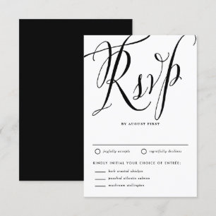 Black Rustic Calligraphy with Meal Choice OSA Kort
