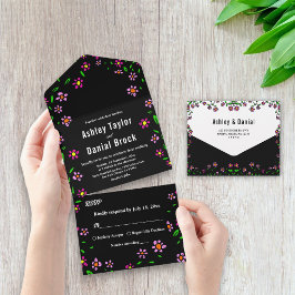 Black Rustic Colorful Ro Boho Blommigt Bröllop