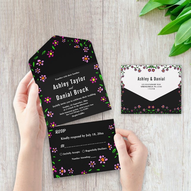 Black Rustic Colorful Ro Boho Blommigt Bröllop (Skapare uppladdad)