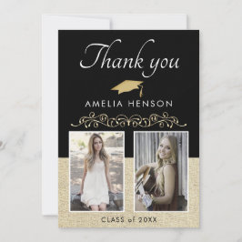 Black Rustic Elegant Ornament 2 Photo Studenten Tack Kort