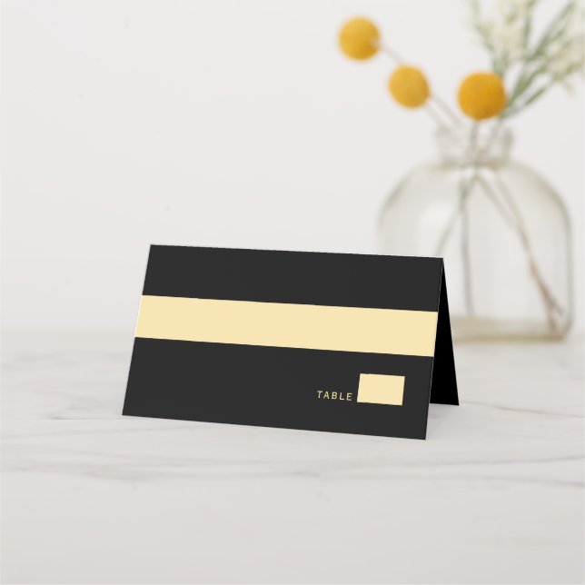 Black Rustic Guld Circle Ram Ampersand Bröllop Placeringskort (Framsida)